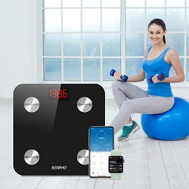 RENPHO Körperfettwaage, Bluetooth Körperanalysewaage mit App, Smart Personenwaage zur Analyse der Körperzusammensetzung Fitness, Waage